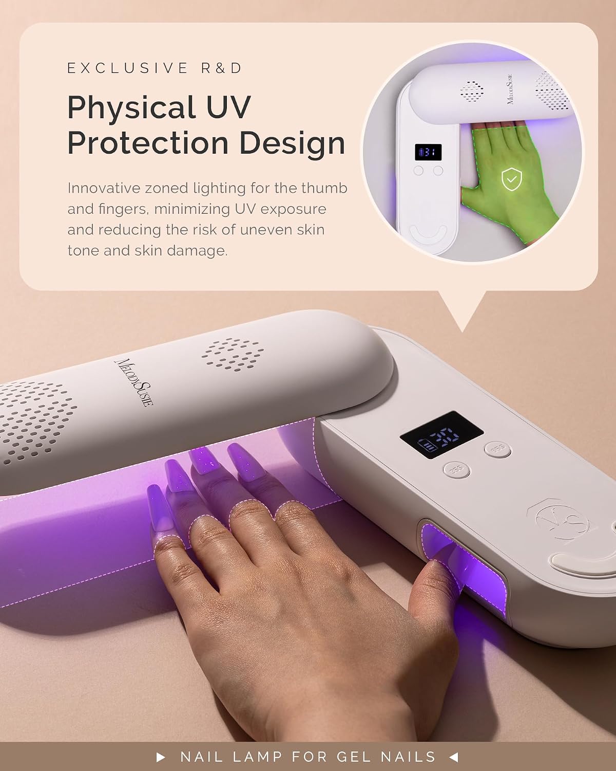 MelodySusie compact cordless 48W UV LED nail lamp P-Plus20F - 3