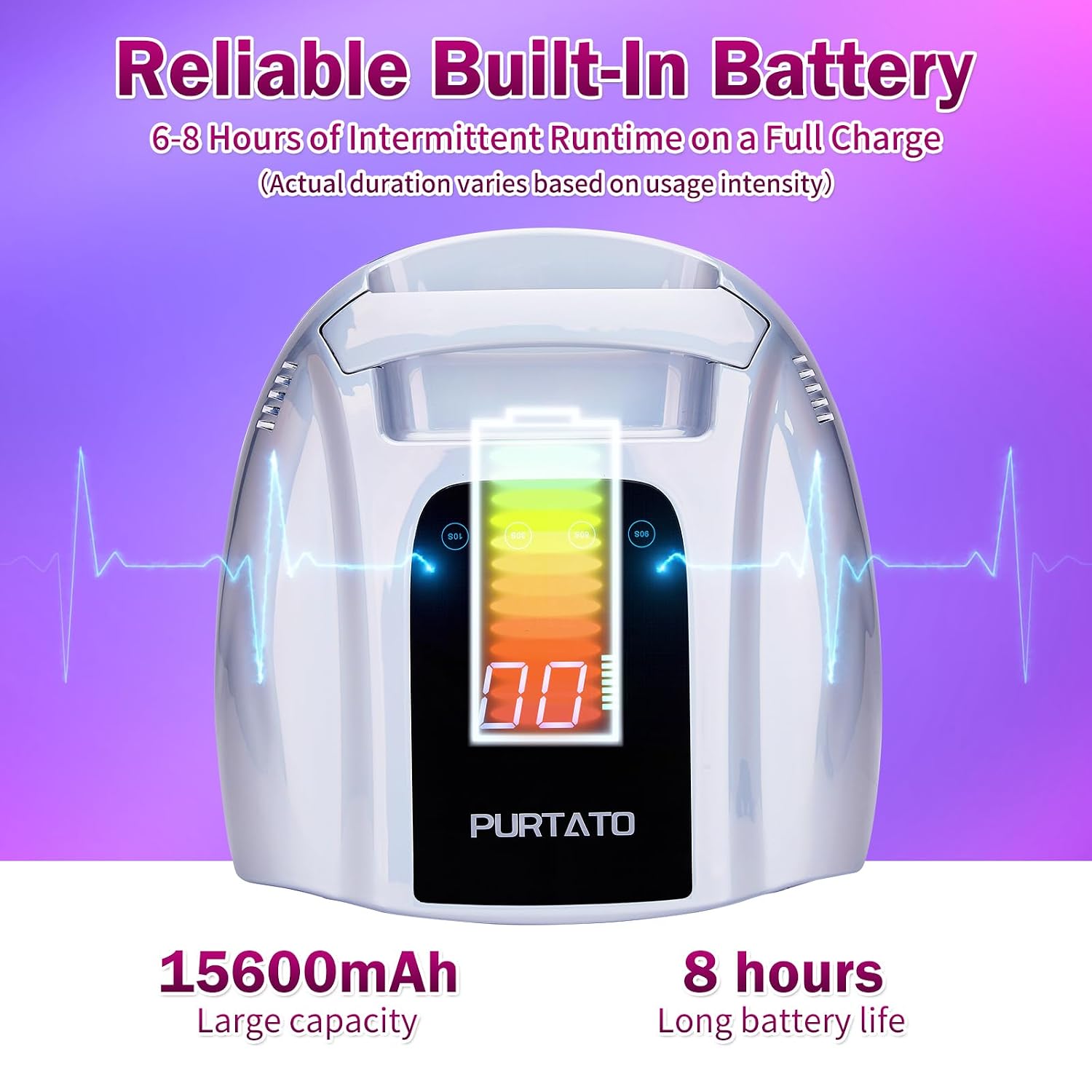 Purtato 96W cordless UV LED nail lamp with detachable stainless steel base - 2