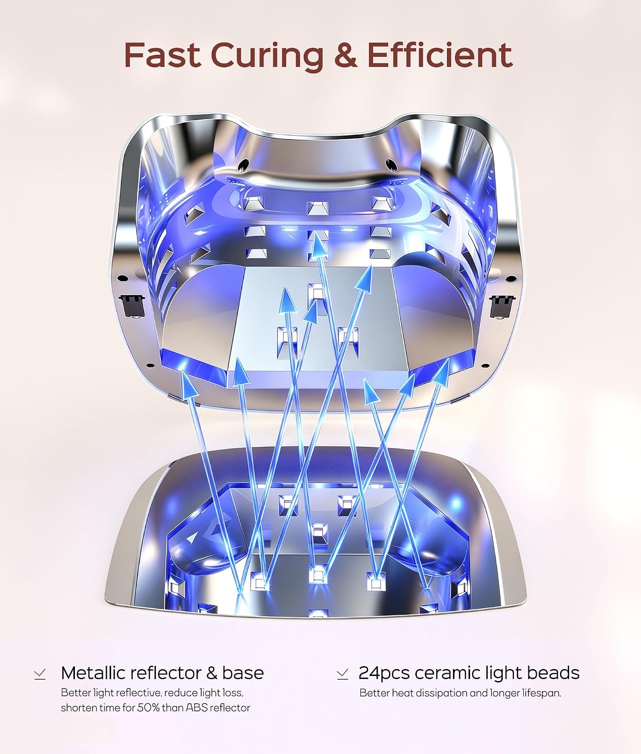BOLASEN P30 Pro cordless UV LED nail lamp, white with detachable mirrored base - 3
