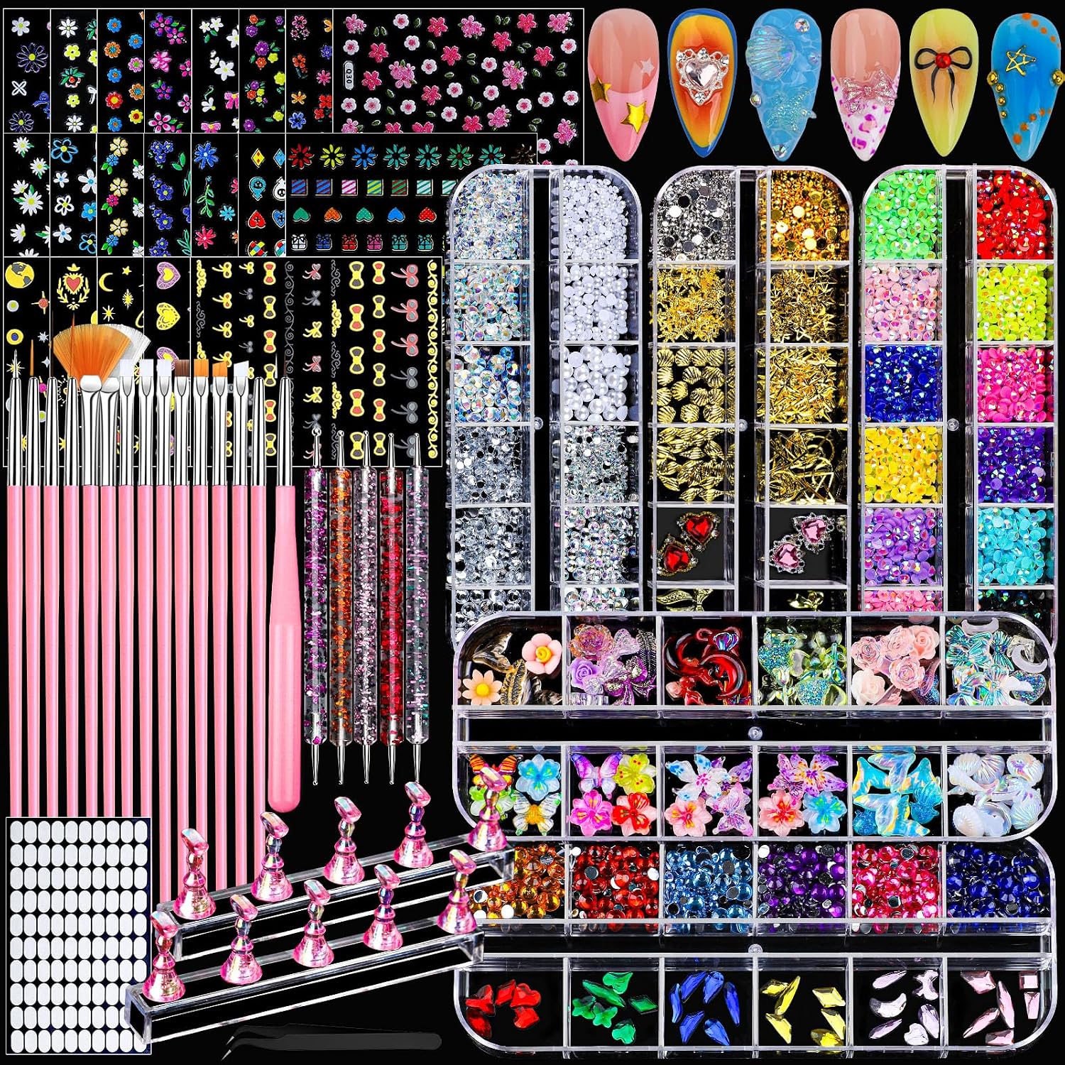 nail art kit with charms: Complete Gems & Tools Set