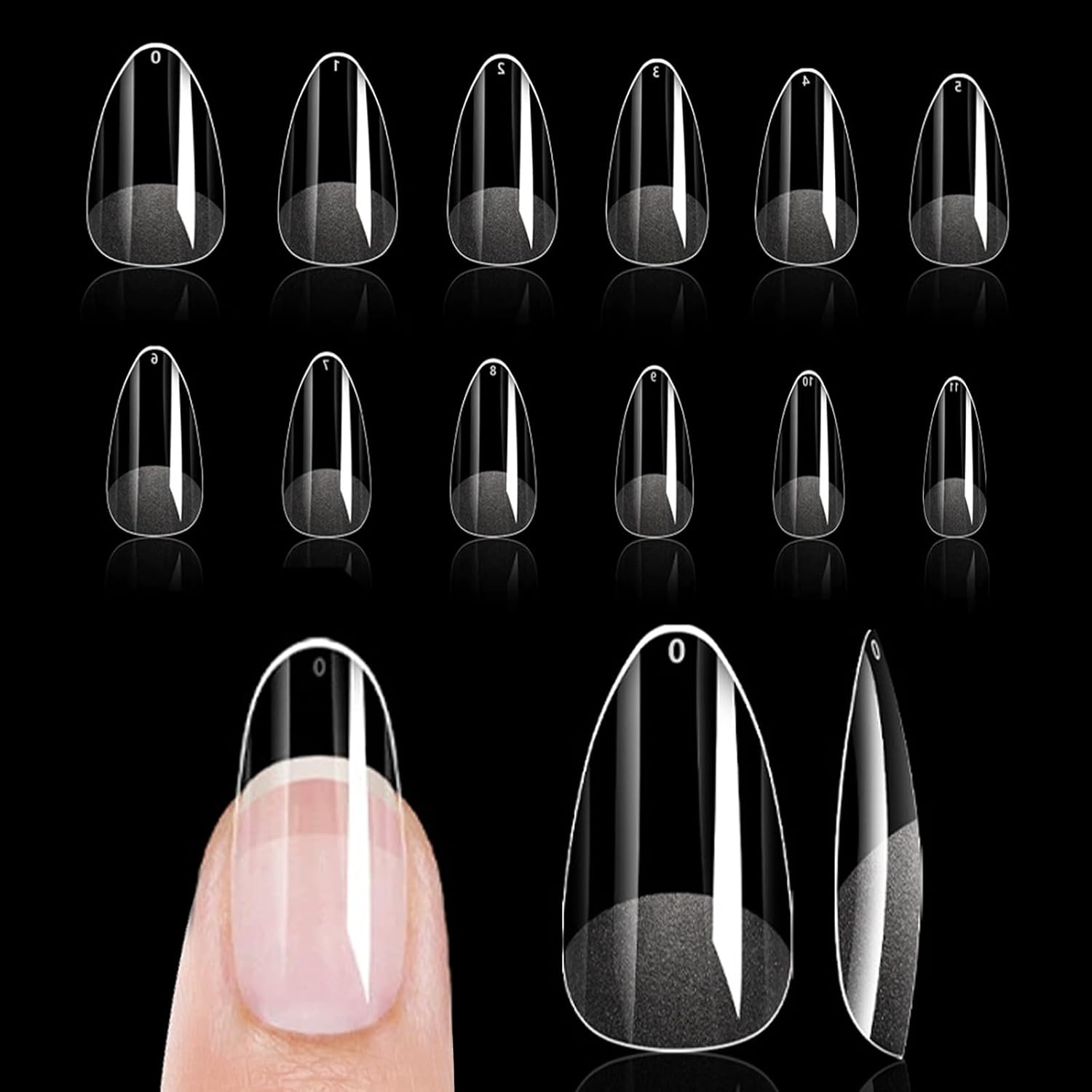 Pre Filed Almond Nail Tips – 288-Piece Soft Gel Set