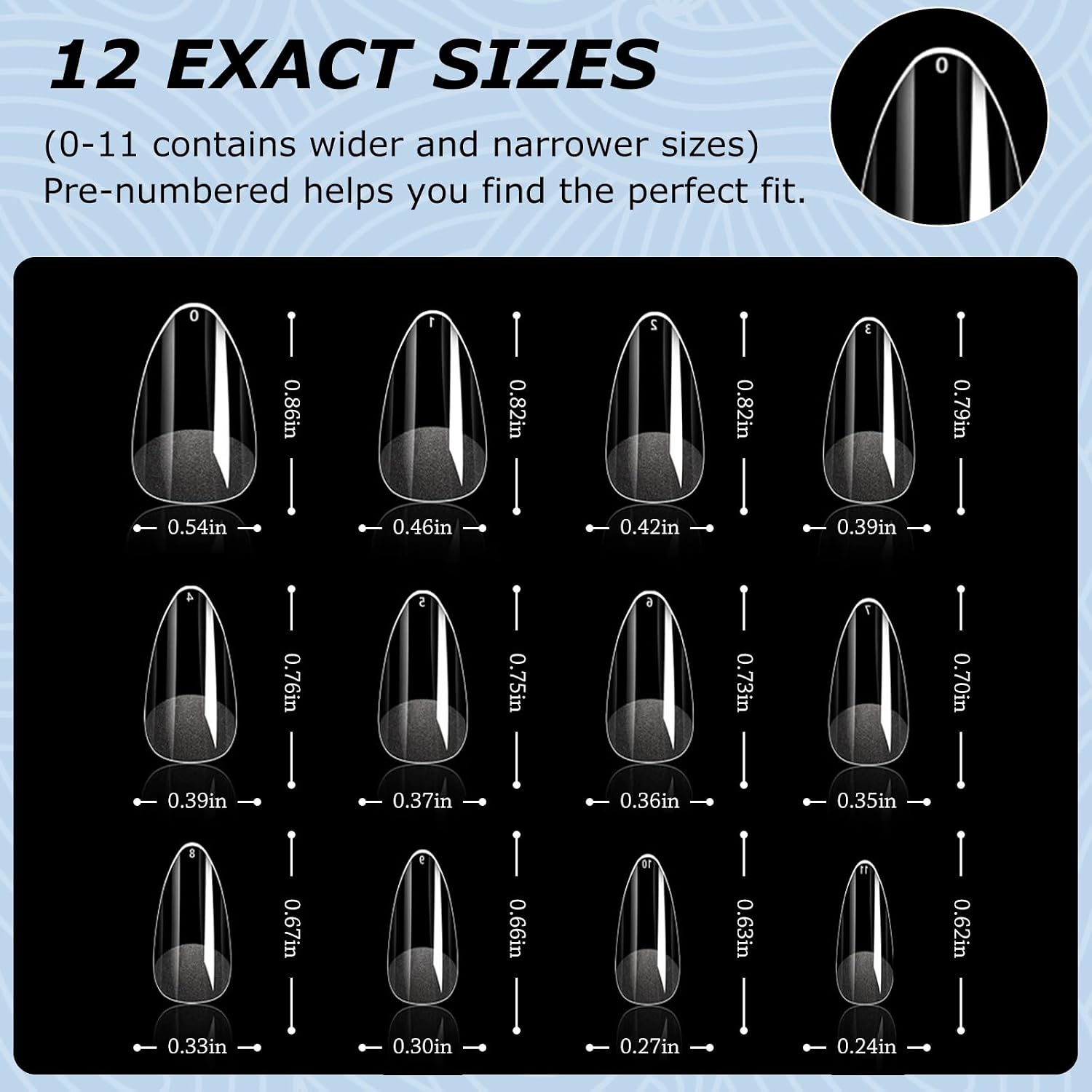 GASRONS almond pre-filed soft gel nail tips 288 pieces in 12 sizes - 4