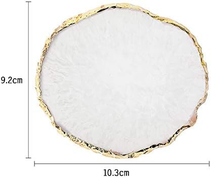 White resin nail art mixing palette with translucent pattern and gold edges - 2