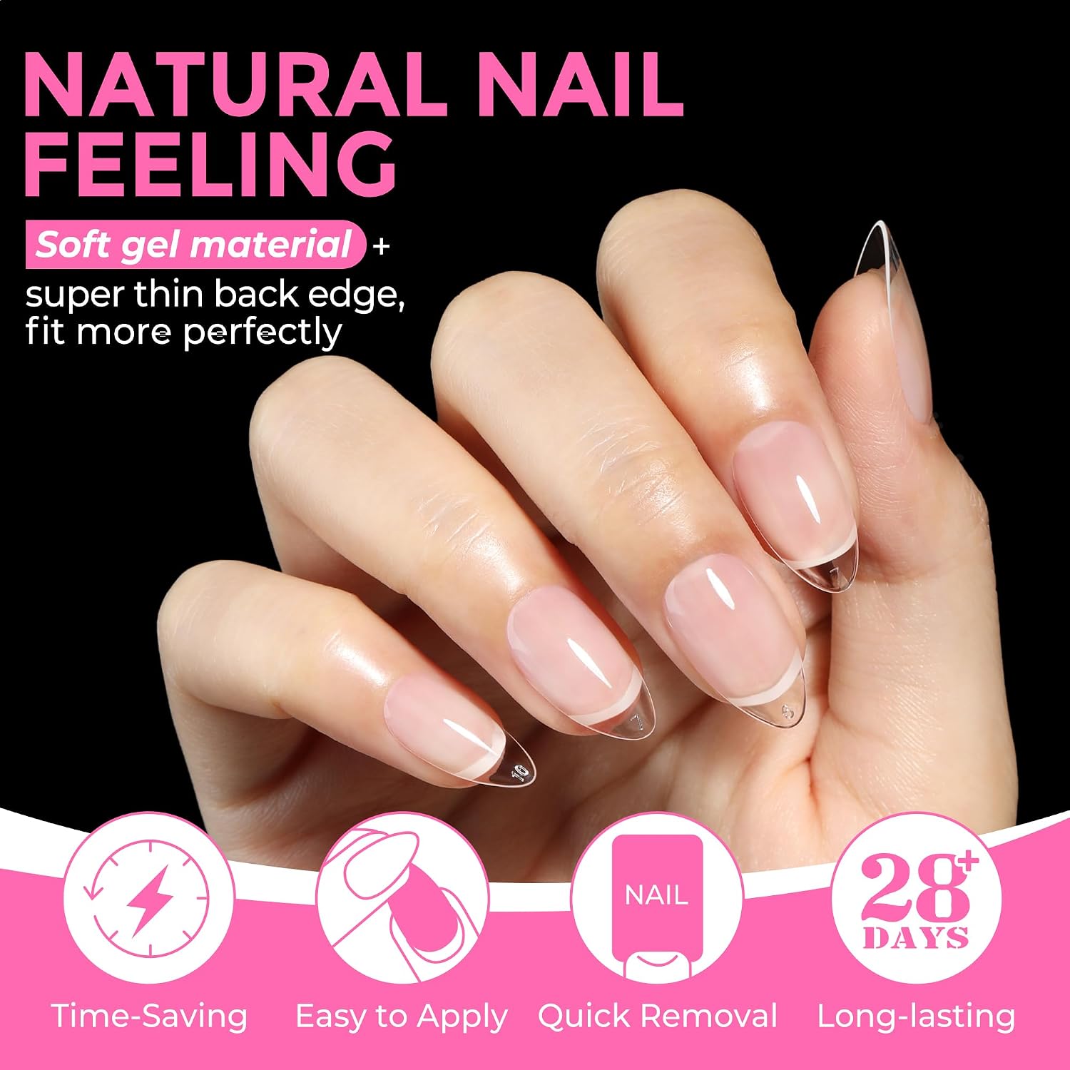 216-piece set of short almond soft gel full-cover nail tips - 4