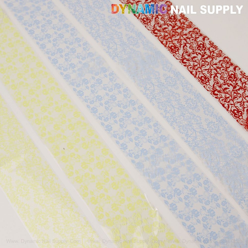 blue yellow red pink white nail foil mix - 5
