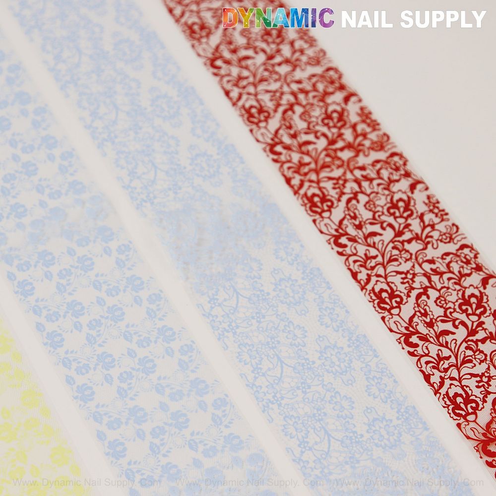 blue yellow red pink white nail foil mix - 7