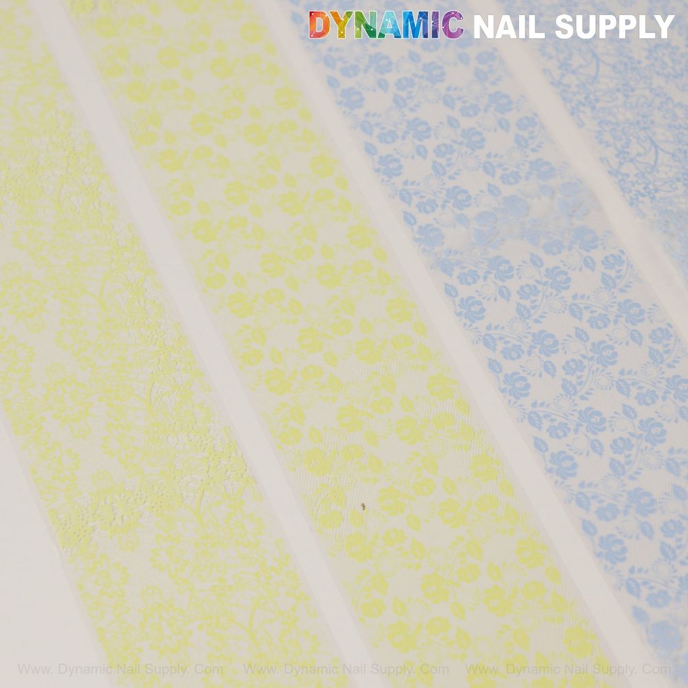 blue yellow red pink white nail foil mix - 9