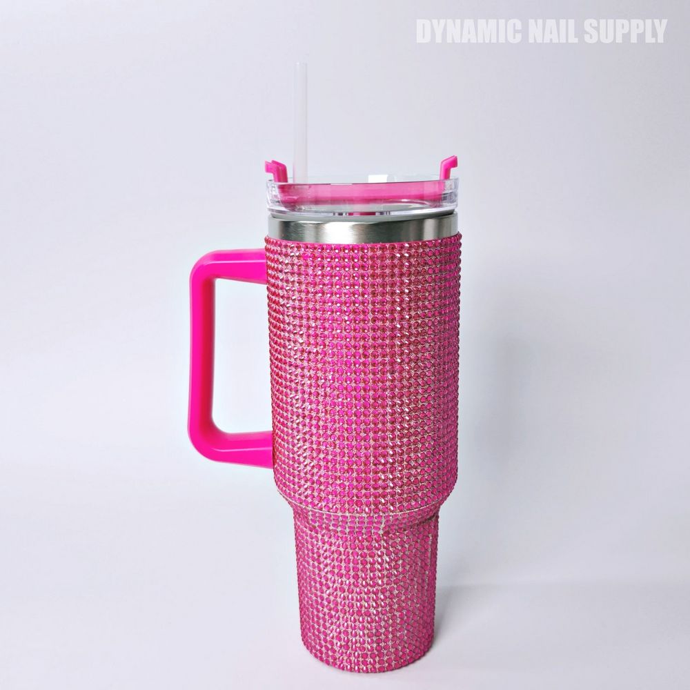 Sparkling Pink Rhinestone Stainless Steel Tumbler — 40oz