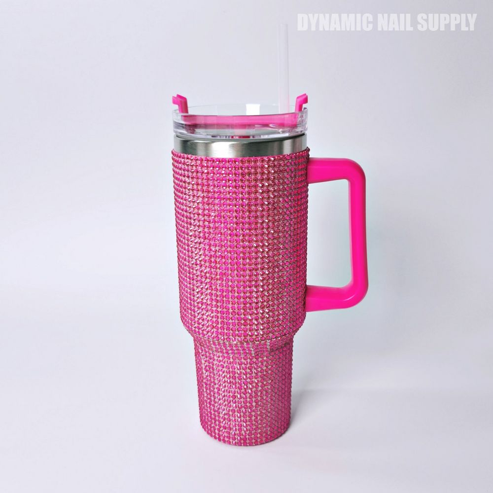 pink rhinestone 40oz stainless tumbler - 2