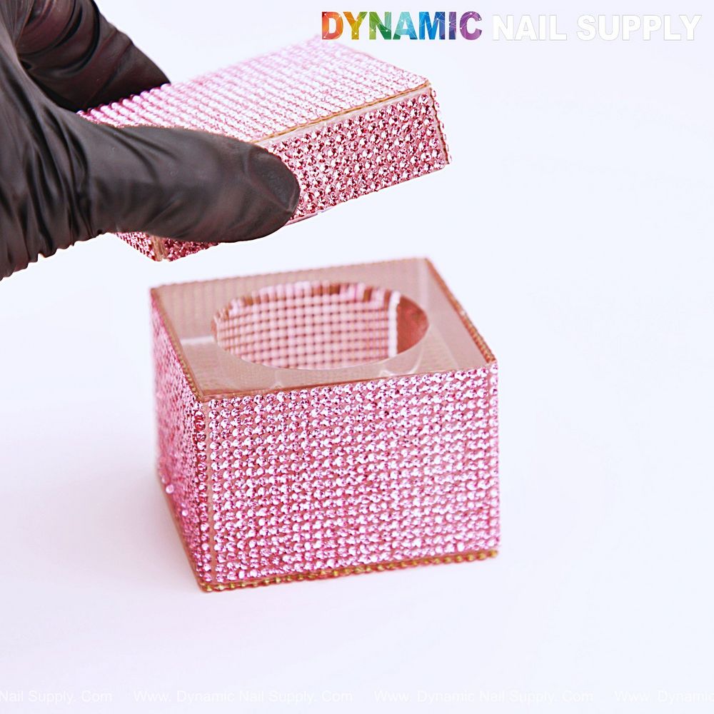pink rhinestone glass dappen dish - 2