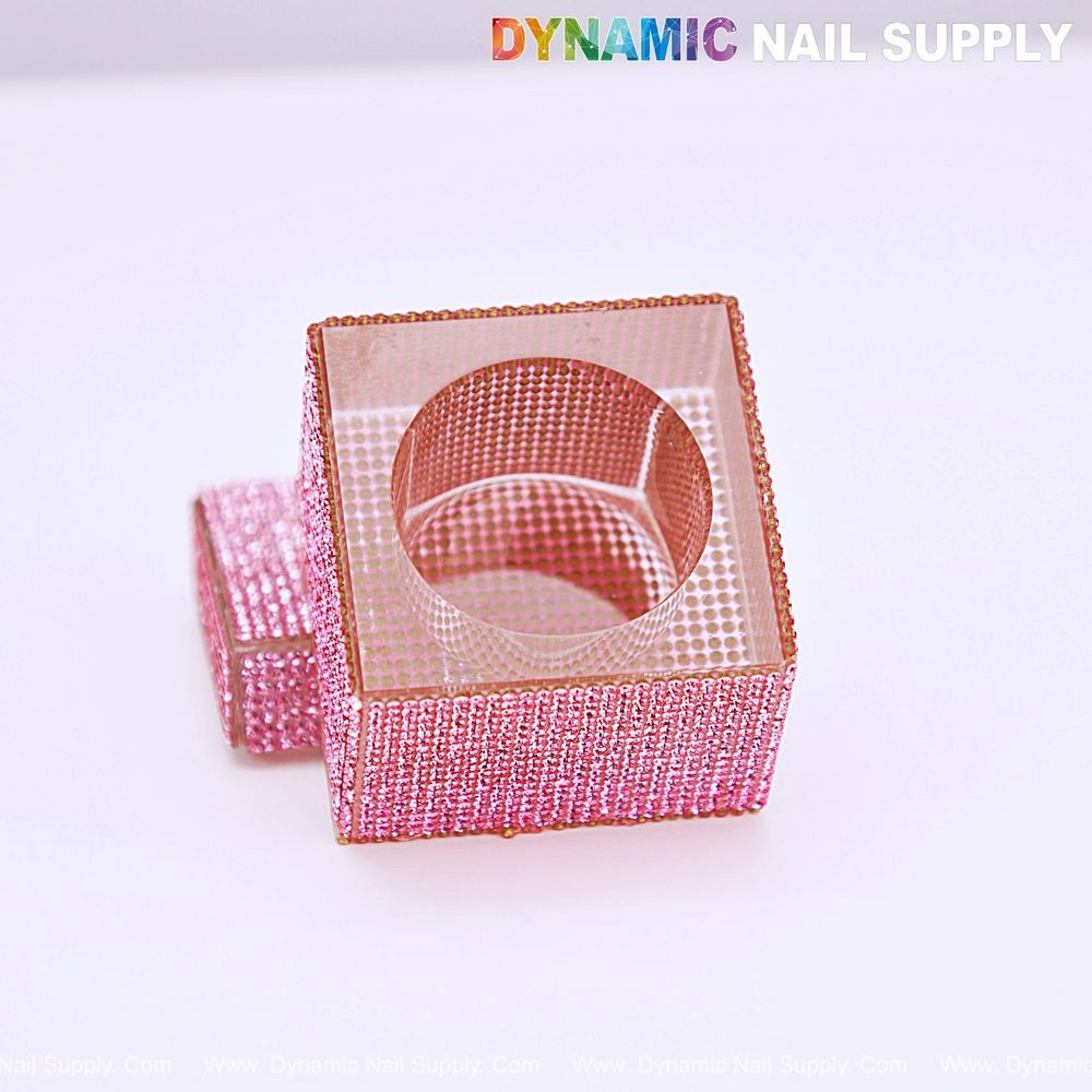 pink rhinestone glass dappen dish - 3